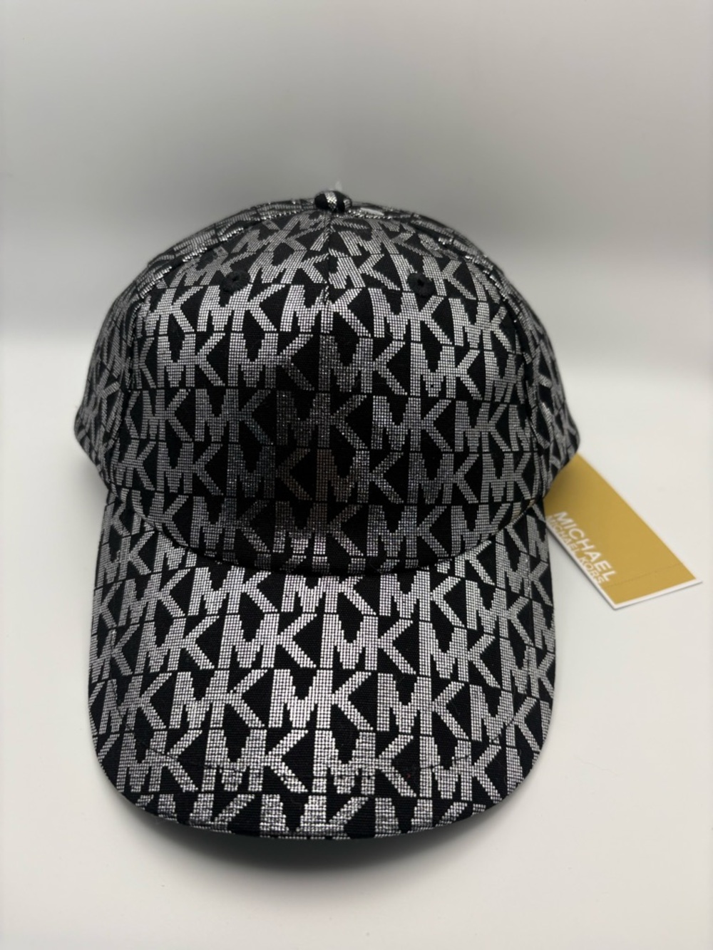 Michael Kors Black & Silver MK Monogram Baseball Hat